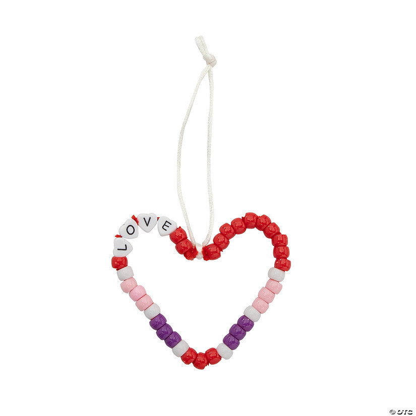 4" x 3 1/2" Valentine Heart-Shaped Ornament Bead Craft Kit - Makes 12 | Oriental Trading Company