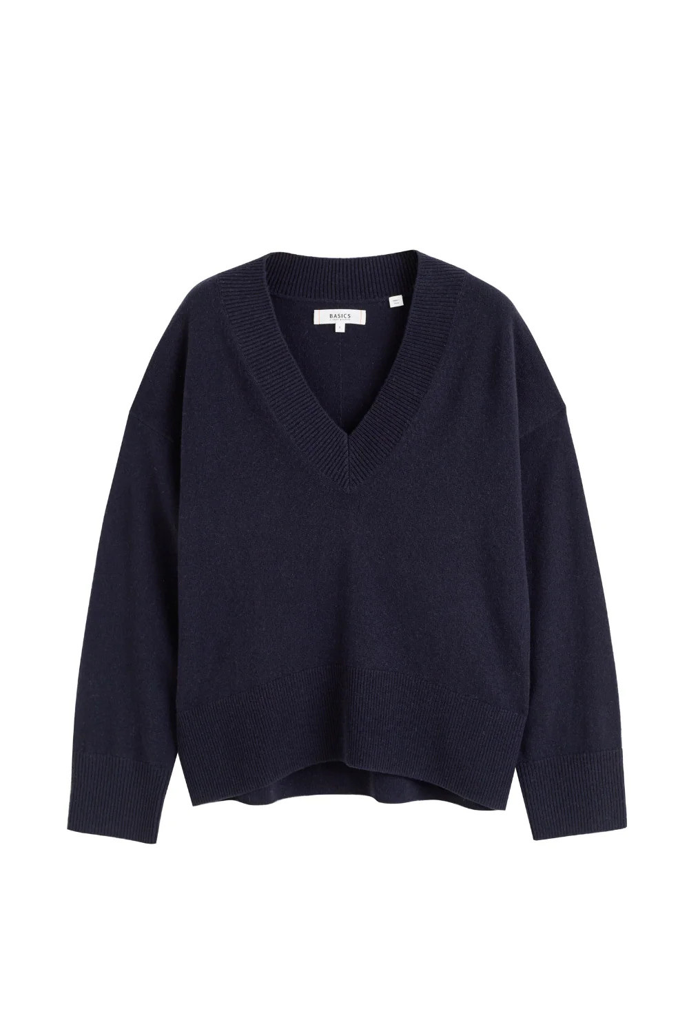 Navy Wool-Cashmere V-Neck Sweater | Chinti & Parker