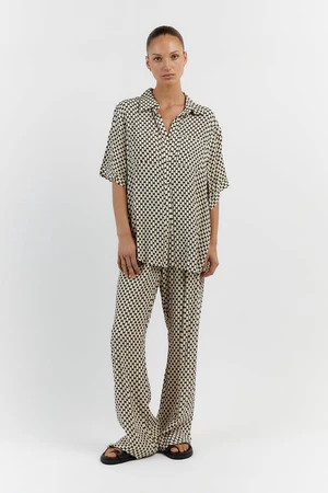 MAE BLACK/CREAM GEO DRAWSTRING PANT | DISSH