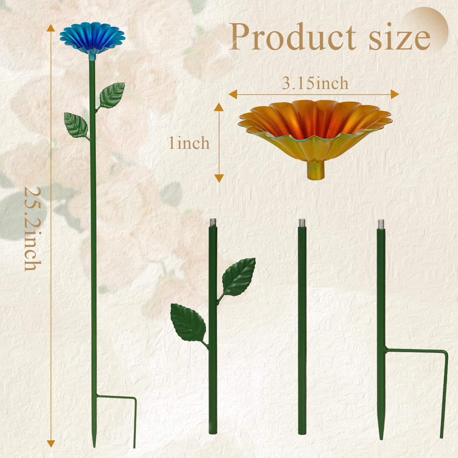 4 Pack Bee Watering Station, Bee Bath for Garden Metal Bee Water Feeder with Flower Design, Color... | Amazon (US)