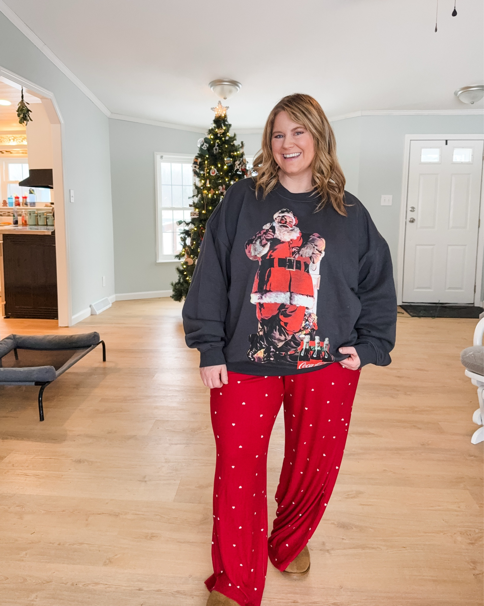 Target keep/return!

Santa sweatshirt - men’s XL (for my husband but works for me too!)
Pajamas - XXl (sized up so they’re loose - super soft)
Flannel - XL (too small in belly)
Velvet pants - XL (too long)
Sweatshirt - XL
Red cardigan - XL (not my color)
Sweater dress - XL
Floral sweatpants - XL (too small)
Pink quarter zip - XL

#LTKSeasonal #LTKMidsize #LTKFindsUnder50