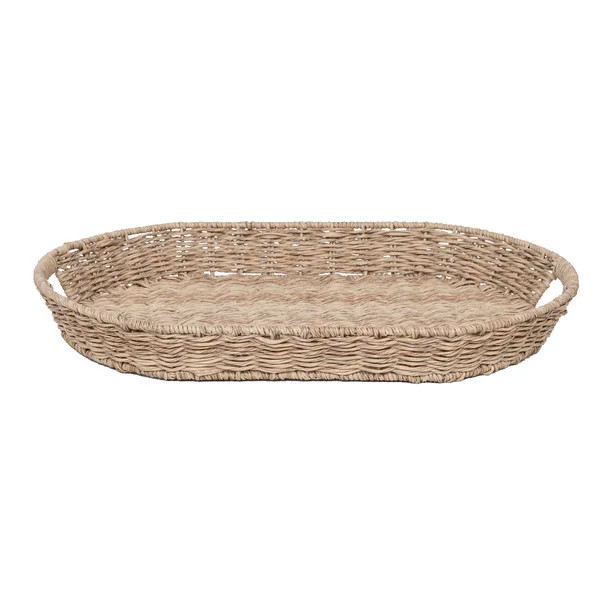 Better Homes & Gardens 20" Oval Woven Serve Tray- Beige - Walmart.com | Walmart (US)