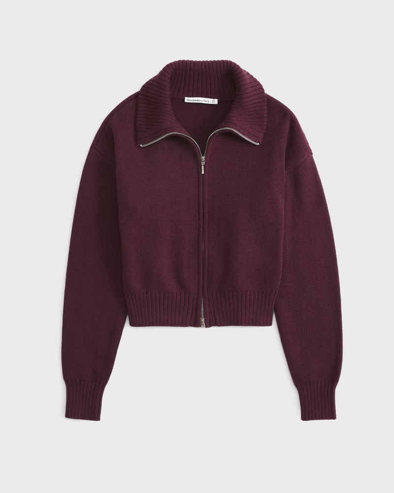 Double Zipper Collared Cardigan | Abercrombie & Fitch (US)