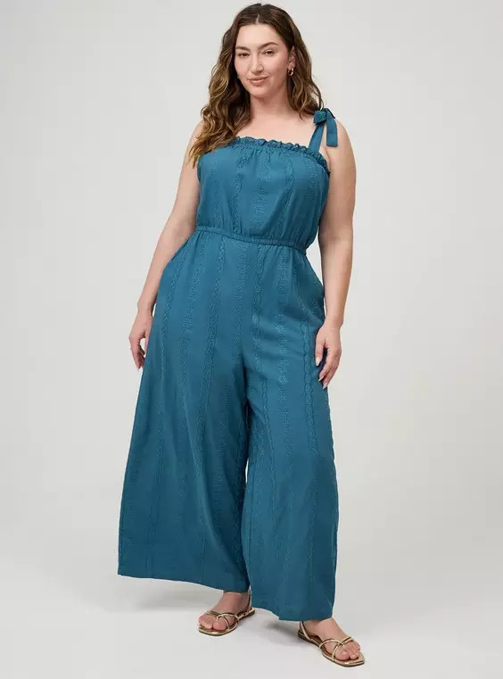 Challis Eyelet Jumpsuit in Olive | Torrid (US & Canada)
