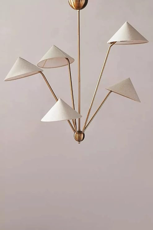 NauticalMart 5 Light Art Deco Raw Brass Chandelier Light Fixture | Amazon (US)