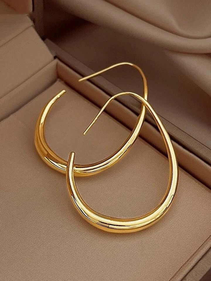 1pair Copper Material Simple U-shaped Hoop Earrings For Women | SHEIN