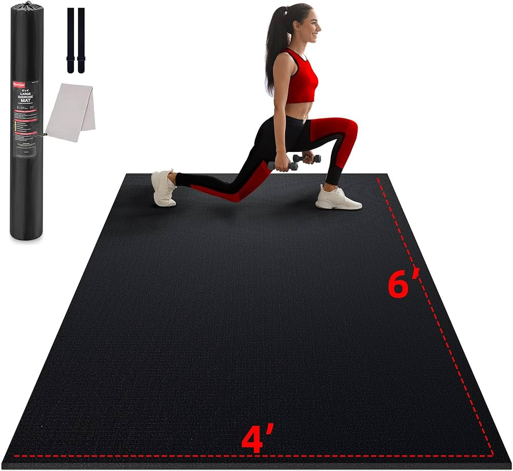 Large Exercise Mat for Home Workout,12‘x6’/10'x6'/9'x6'/8'x6'/7'x5'/6'x4' (7mm) Extra Thick W... | Amazon (US)