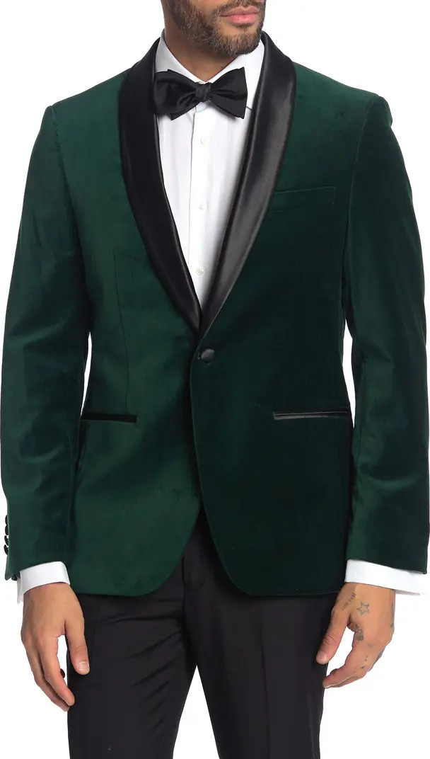 Emerald Shawl Collar One Button Velvet Suit Separate Sport Coat | Nordstrom Rack