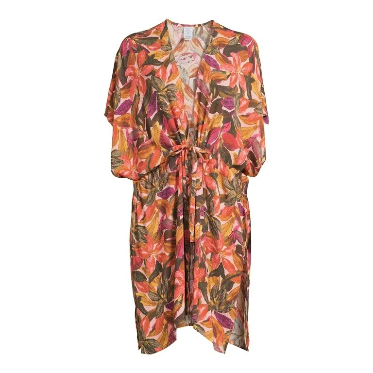 Time and Tru Women's Tie Front Layering Piece, Sizes S-3XL, Tropical | Walmart (US)