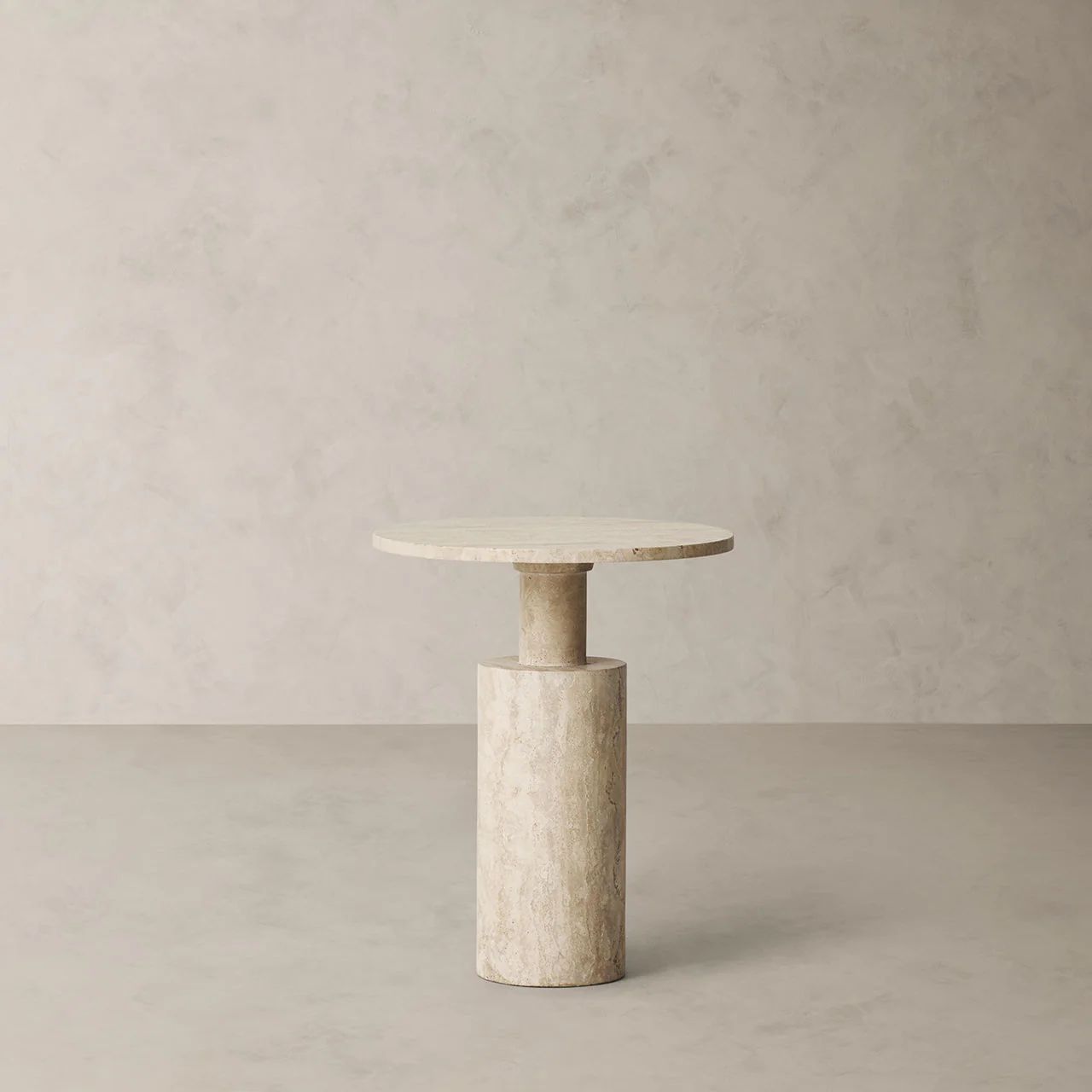Alta Travertine Round Side Table - 6002102 | BR Home