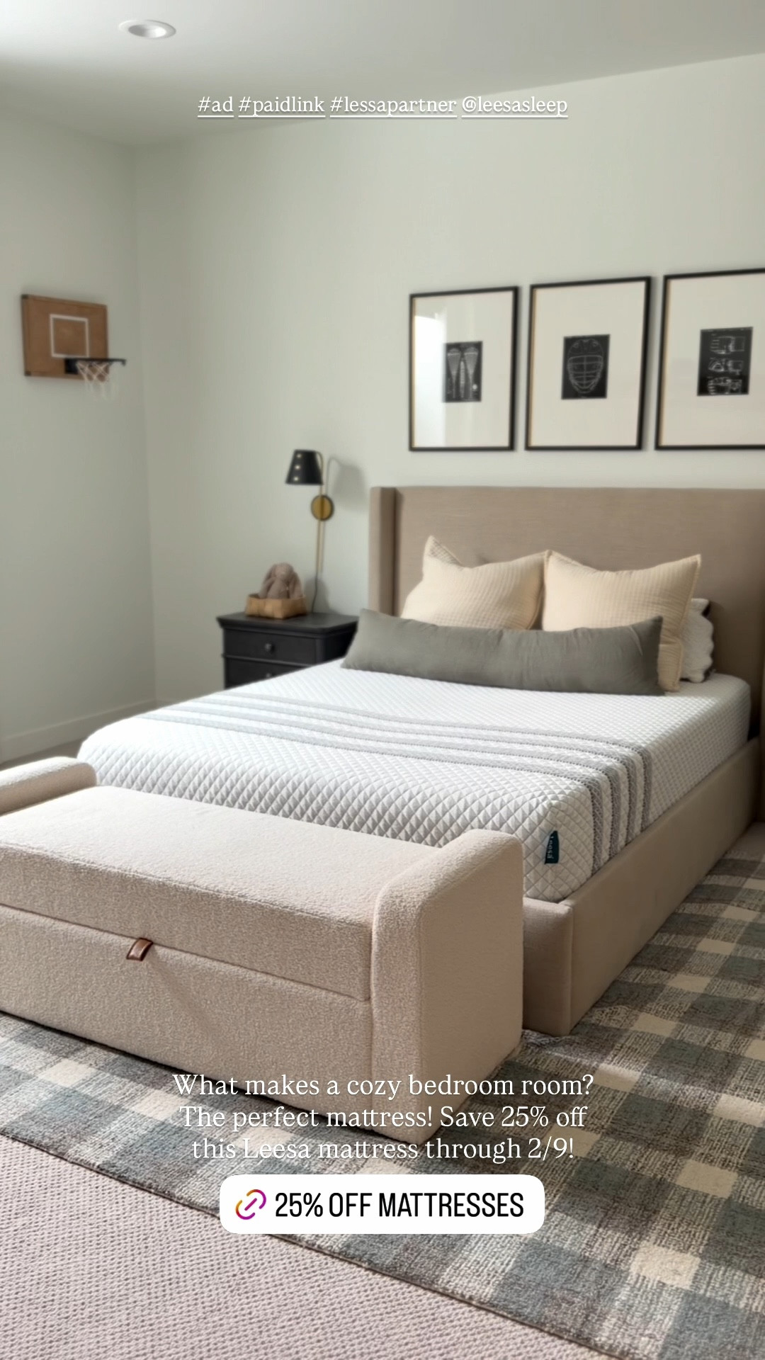 #ad What makes a cozy room? The perfect mattress! Shop Leesa’s Early Access President’s Day Sale and save 25% off select mattresses! Use code CHELSEY50 to save an additional $50 at checkout. #paidlink #lessapartner @Leesa 

#LTKSaleAlert #LTKHome