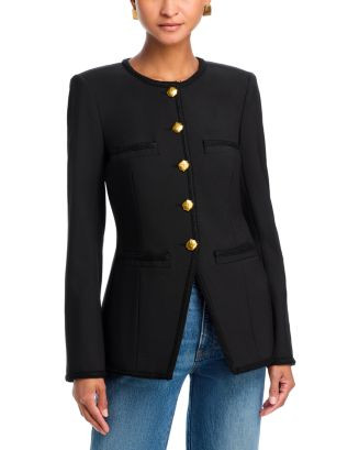Alessia Collarless Braid Trim Jacket | Bloomingdale's (US)