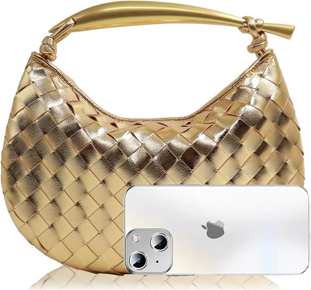 Woven Leather Handbags Fashion Dumpling Bag Evening Bag for Women Hobo Bag Knotted Clutch Purse | Amazon (US)