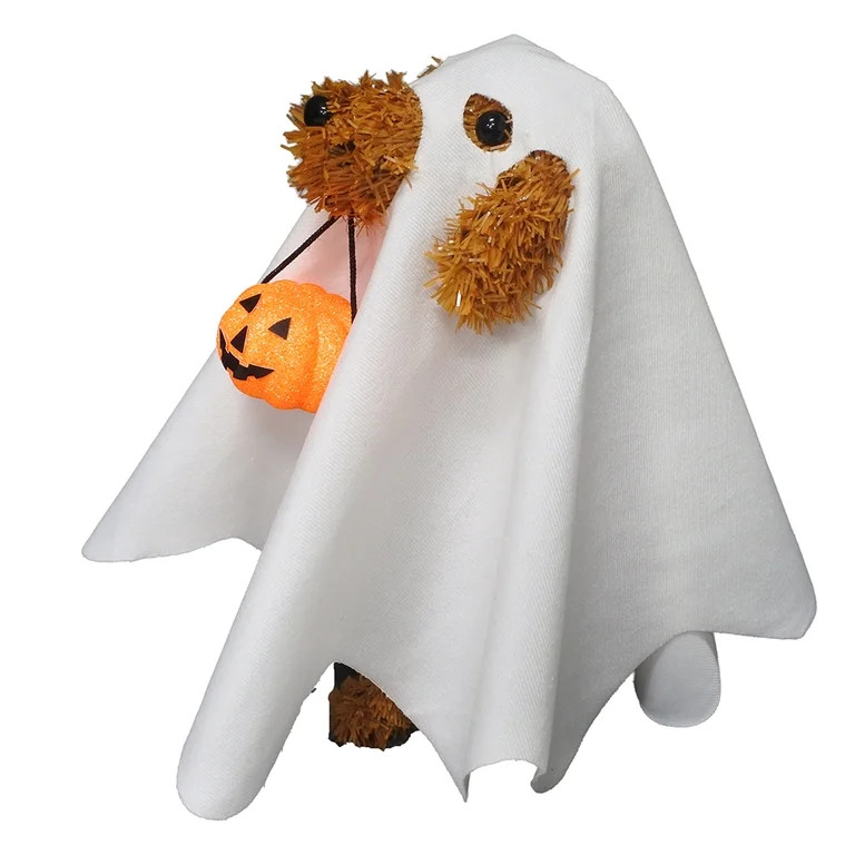Tinsel Dog in Ghost Costume Tabletop Decoration, Brown and White, 11", Halloween by Way To Celebr... | Walmart (US)