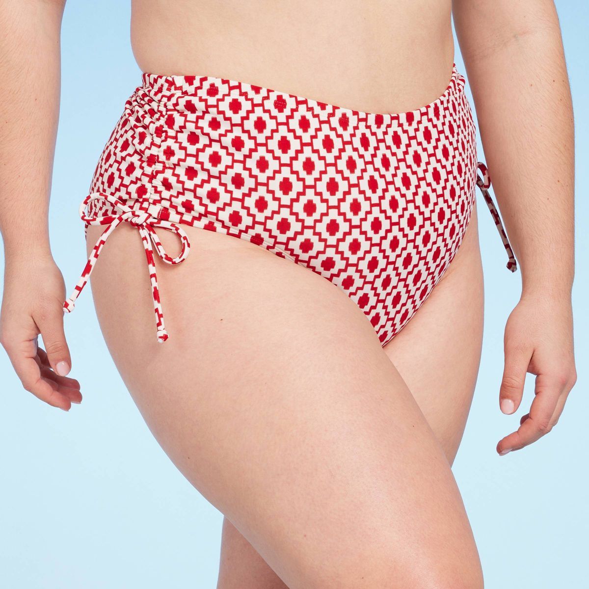 Women's Side Tunneled Hipster Bikini Bottom - Shade & Shore™ Red Geo Print X | Target