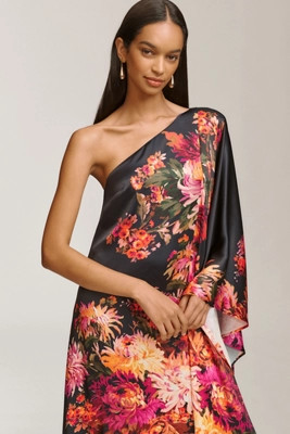 BHLDN Tiana One-Shoulder Satin Kaftan Maxi Dress | Anthropologie (US)