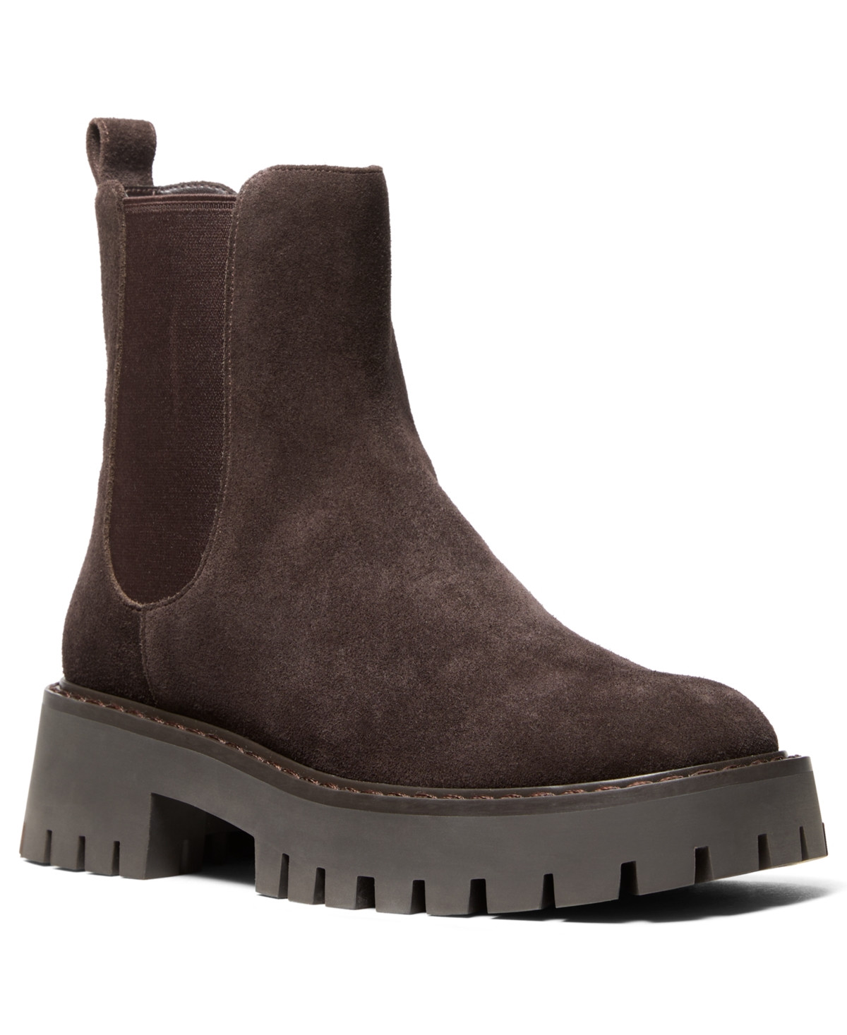 Michael Michael Kors Women's Asher Leather Lug Ankle Booties - Chocolate | Macy's