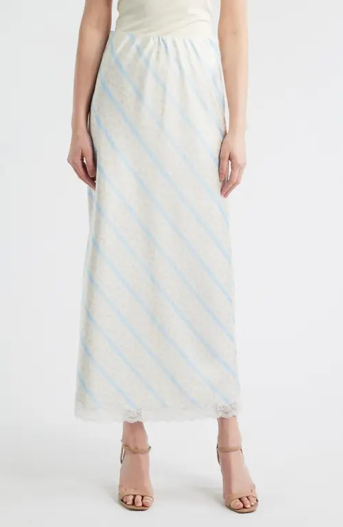LoveShackFancy Kalo Floral Lace Trim Skirt in Cotton Skies at Nordstrom, Size Xx-Small | Nordstrom
