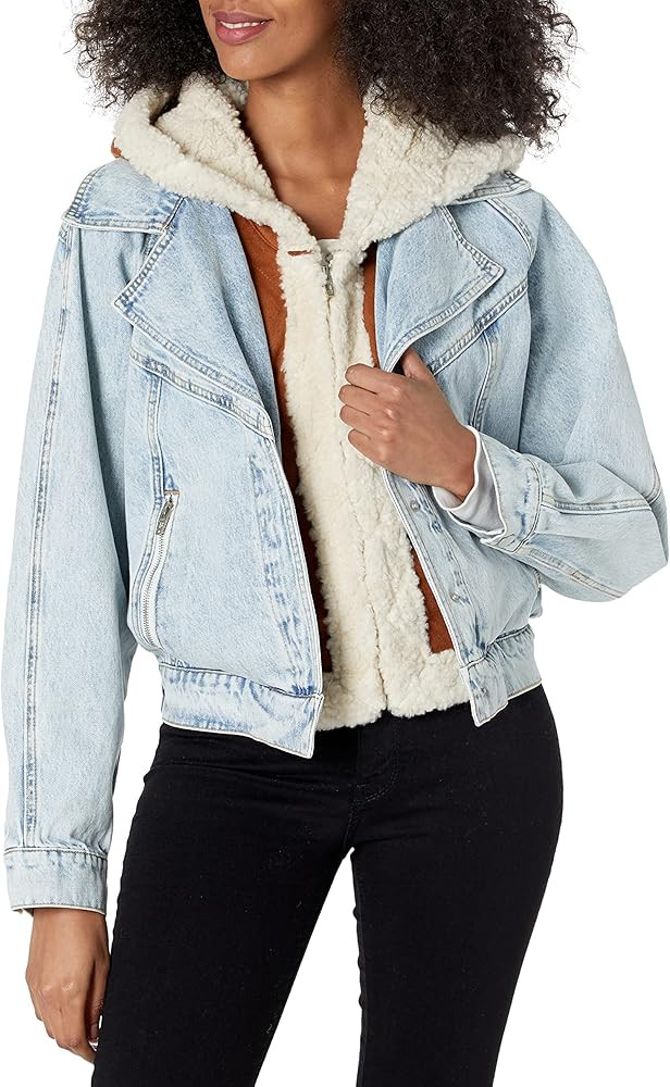 [BLANKNYC] womens Luxury Clothing Denim Trucker Jacket With Removable Hood | Amazon (US)