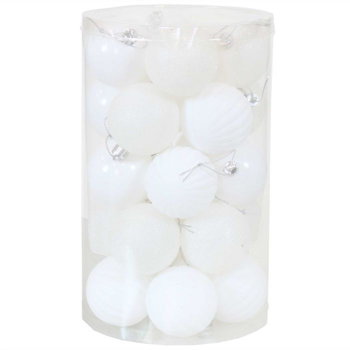 Sunnydaze Indoor Christmas Holiday Tree Shatterproof Bauble Ball Ornaments with Hooks - 2" - Whit... | Target