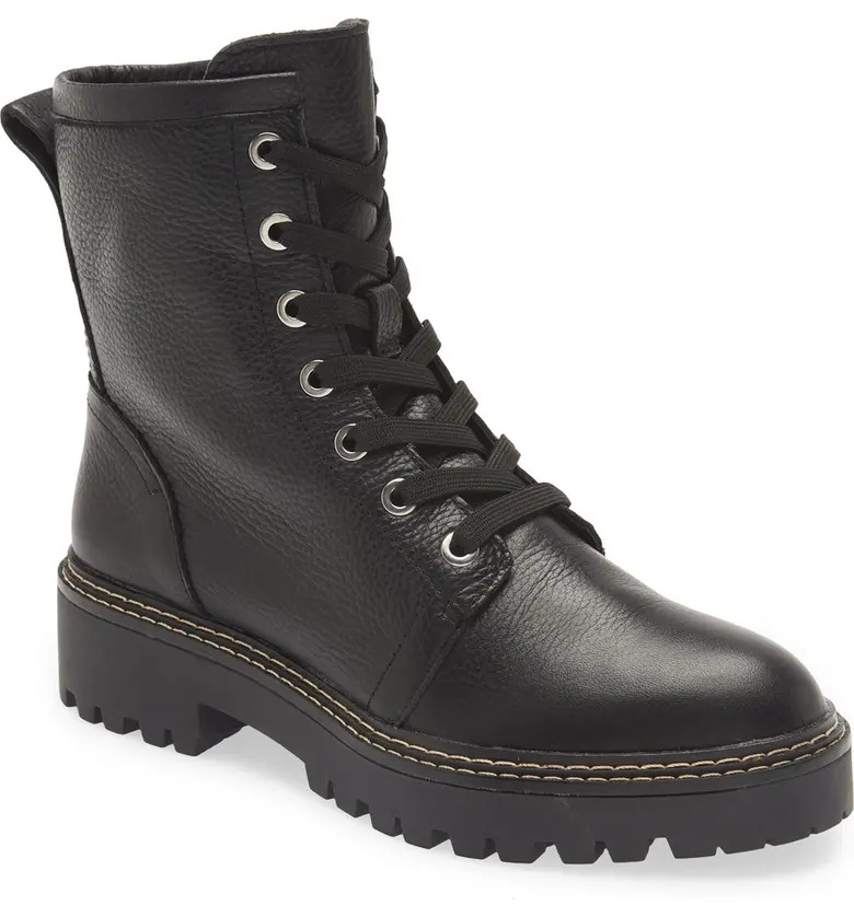 Moonie Water Resistant Leather Combat Boot | Nordstrom