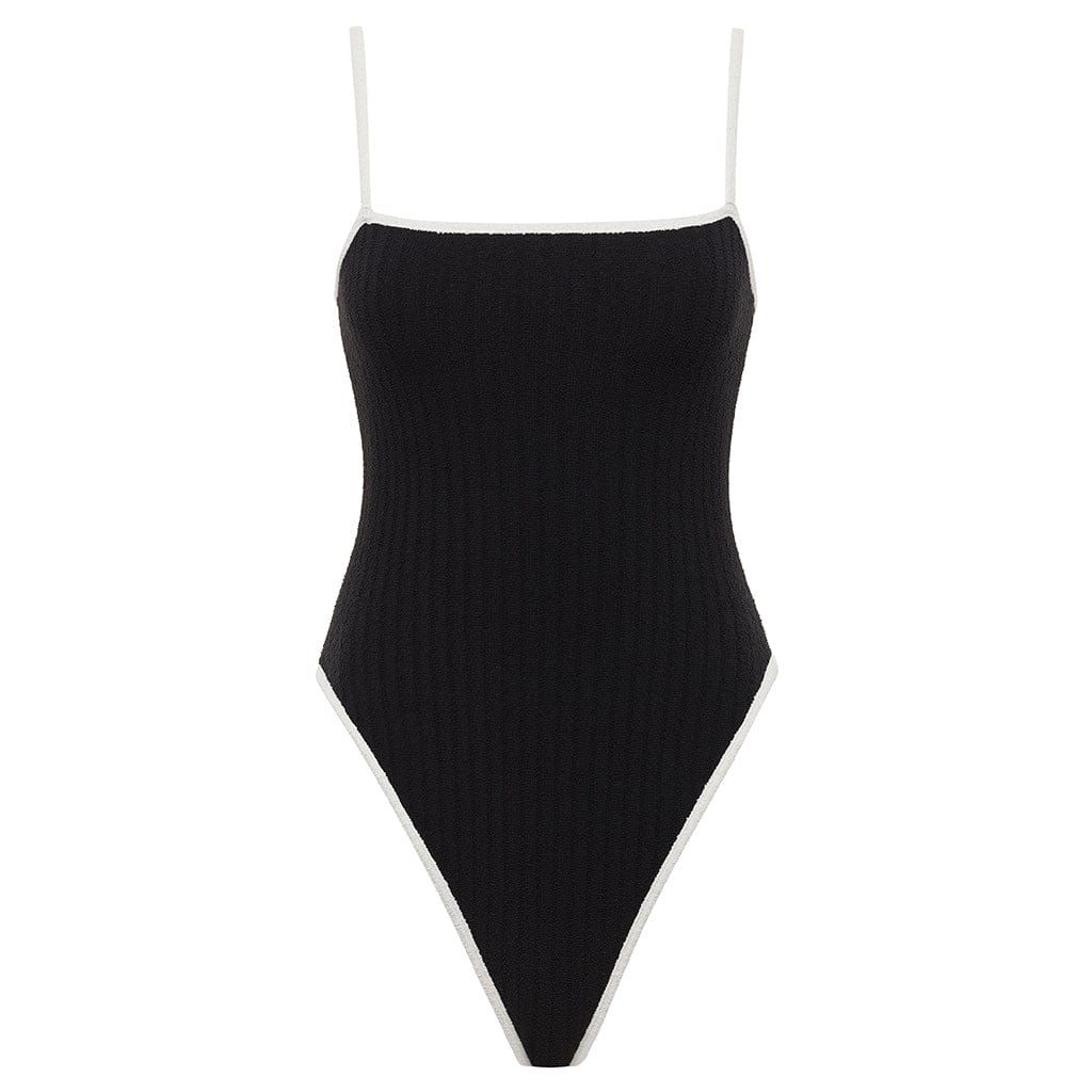 Black (Cream Binded) Terry Rib Jacelyn One-Piece | Montce