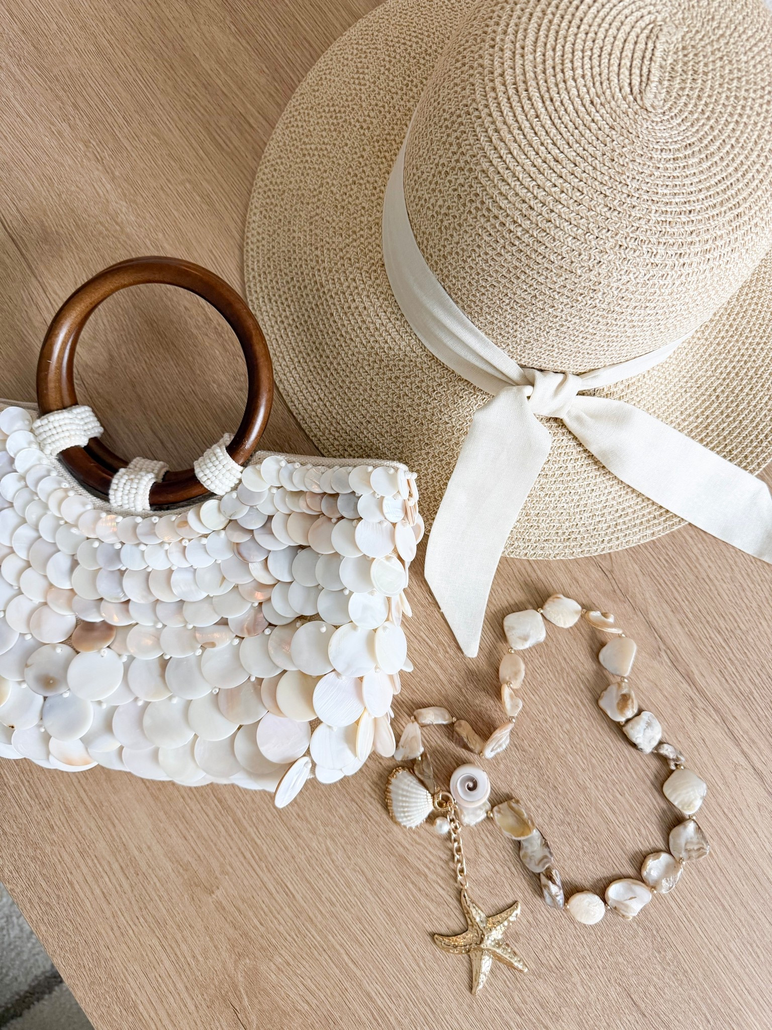 The prettiest vacation style accessories!

Vacation, vacation look, beach vacation, resort wear, resort style, shell purse, seashell necklace, sun hat, hat with ribbon, neutral accessories, looks for less, Amazon fashion  

#LTKTravel #LTKSeasonal #LTKootd