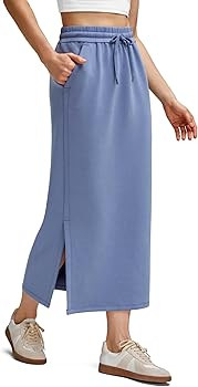 G4Free Smoofit Maxi Skirt for Women Modal Soft Drawstring Fall Casual Long Skirts Side Slits Loun... | Amazon (US)