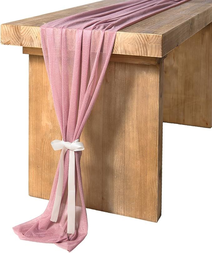 Ling's moment 10Ft Mauve Sheer Table Runner for Rustic Boho Wedding Party Bridal Shower Decoratio... | Amazon (US)