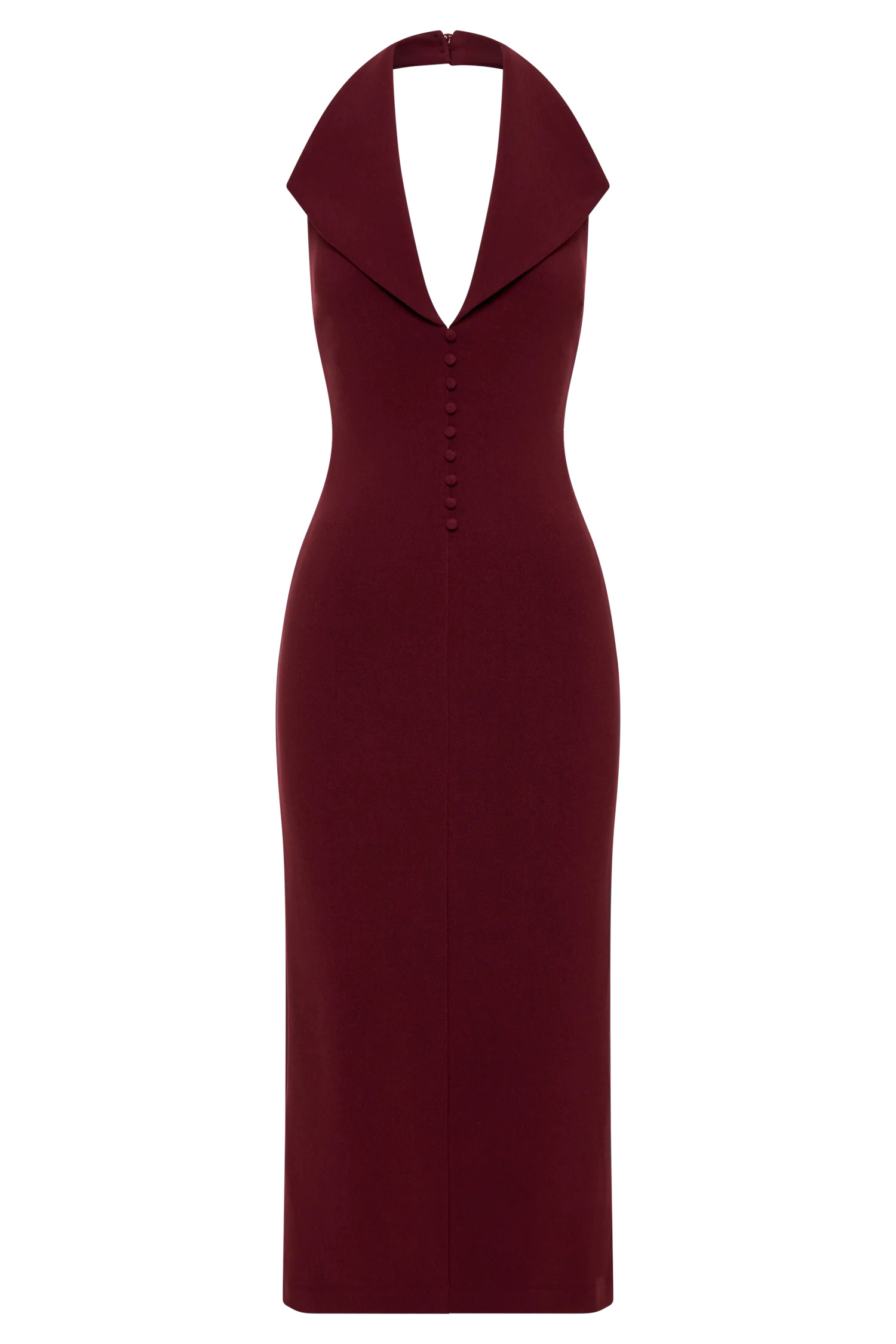 Annita Crepe Halter Midi Dress - Merlot | MESHKI US