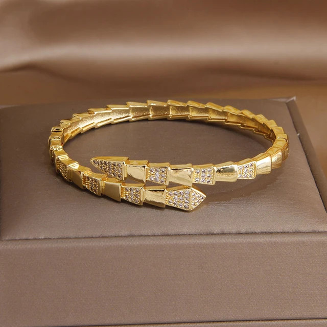 Brazaletes abiertos de cristal de serpiente clásica para mujer, joyería de marca de moda, estil... | Aliexpress EU