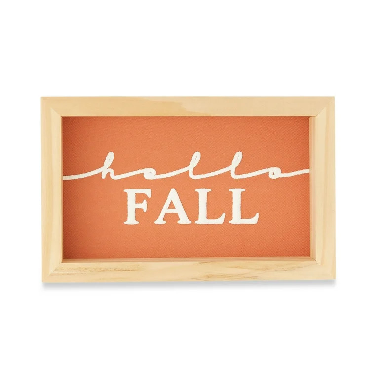 Harvest Framed Hello Fall Hanging Sign Decoration, 8" x 5", by Way To Celebrate - Walmart.com | Walmart (US)