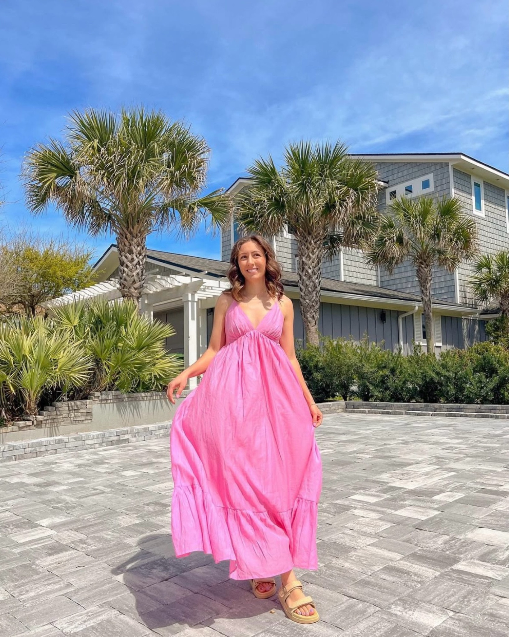 pink spring summer dress outfit