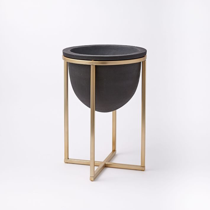Eden Cross Base Brass Standing Planter | West Elm (US)