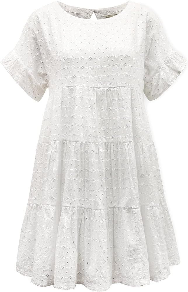 Hope & Henry Womens' Short Sleeve Tiered Dress | Amazon (US)