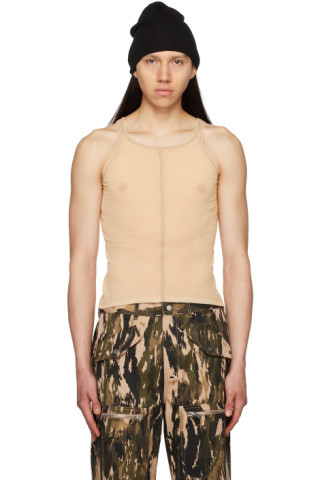Beige Semi-Sheer Tank Top | SSENSE