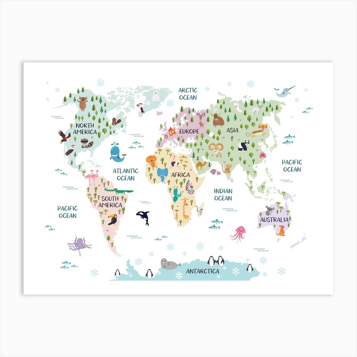 World Map In Pastels Art Print | Fy! (UK)