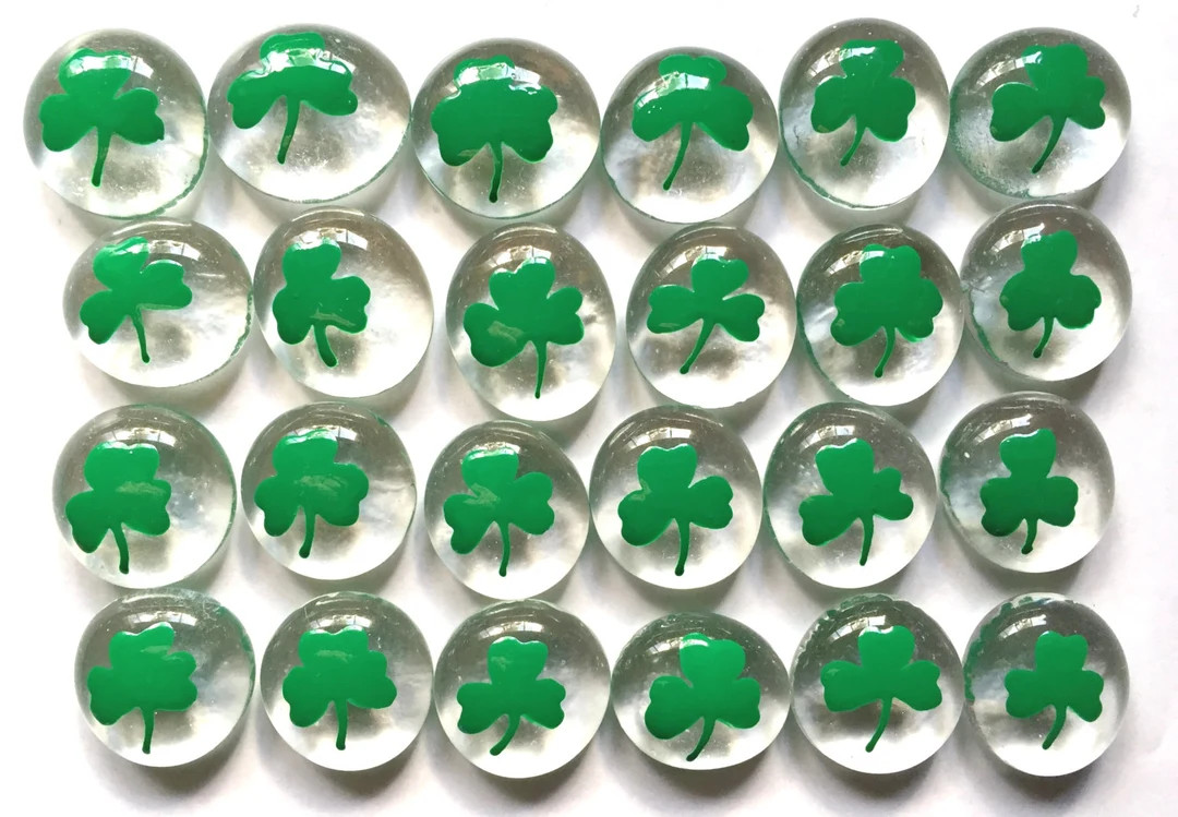 Hand Painted Shamrock Glass Gems, Irish Party Favors, Crafts (set of 24) - Etsy | Etsy (US)