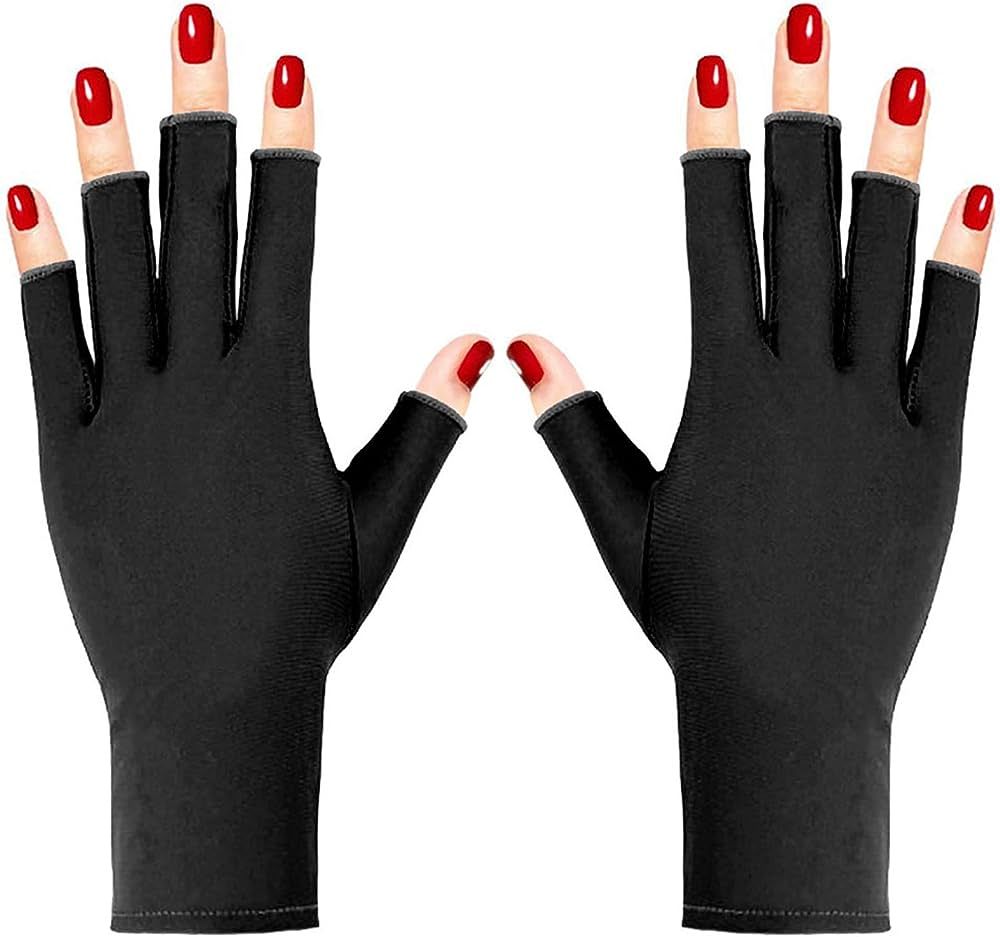 Pimoys Anti UV Gloves for Nail Lamp Light UPF50+ Manicure Gloves UV Protection Gloves Fingerless ... | Amazon (US)