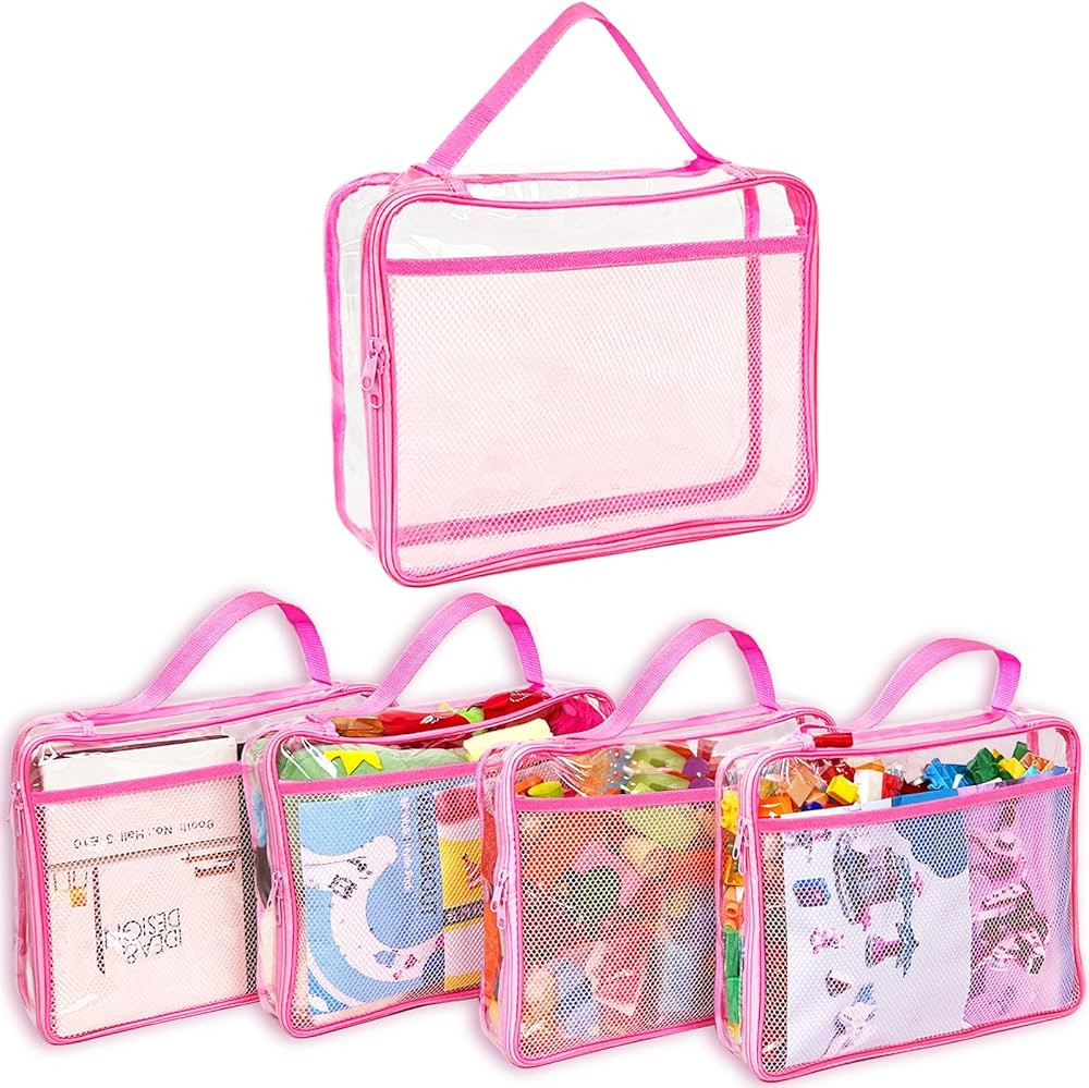Toy Zippered Blocks Set Storage Bags for boy girls - 4PC Large PVC Storage Organizer Bags with Me... | Amazon (US)