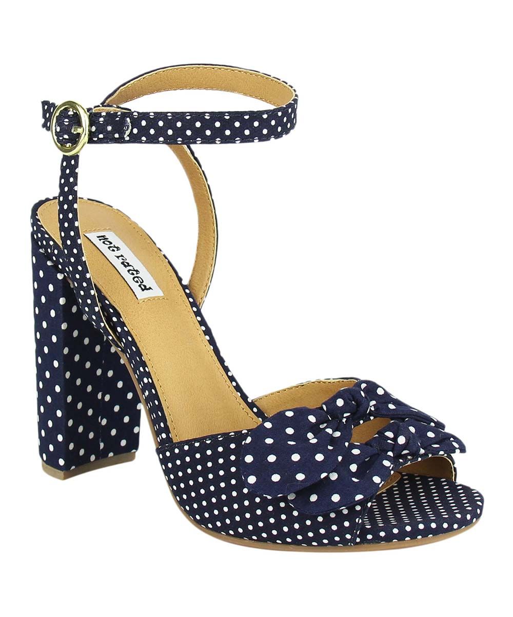 Not Rated Women's Sandals NAVY - Navy Polka Dot Ankle-Strap Block-Heel Pinup Sandal - Women | Zulily