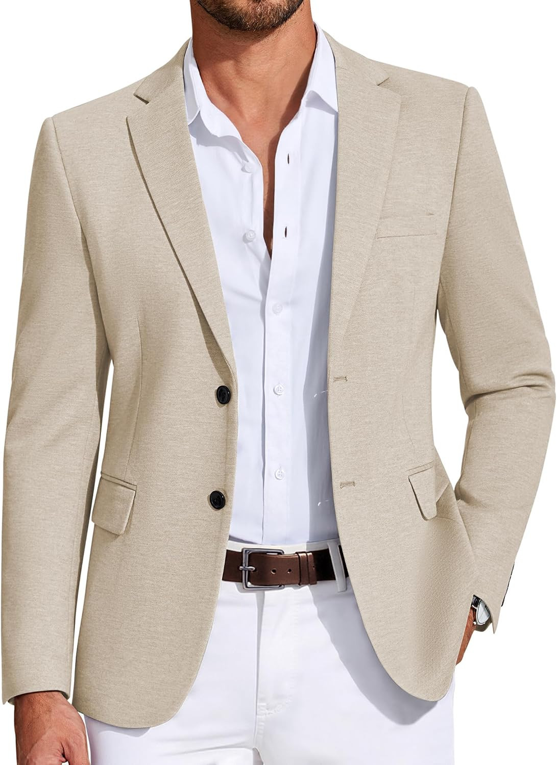 COOFANDY Mens Casual Blazer Knit Sport Coat Lightweight Two Button Suit Jacket | Amazon (US)