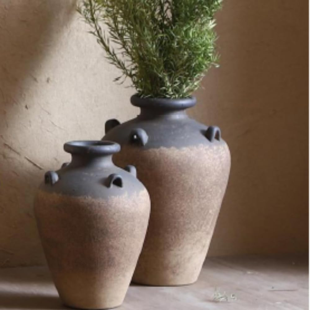 Rustic Ceramic Vase Cement Modern Farmhouse, Neutral Small for Table, Living Room, Shelf, Bookshe... | Amazon (US)