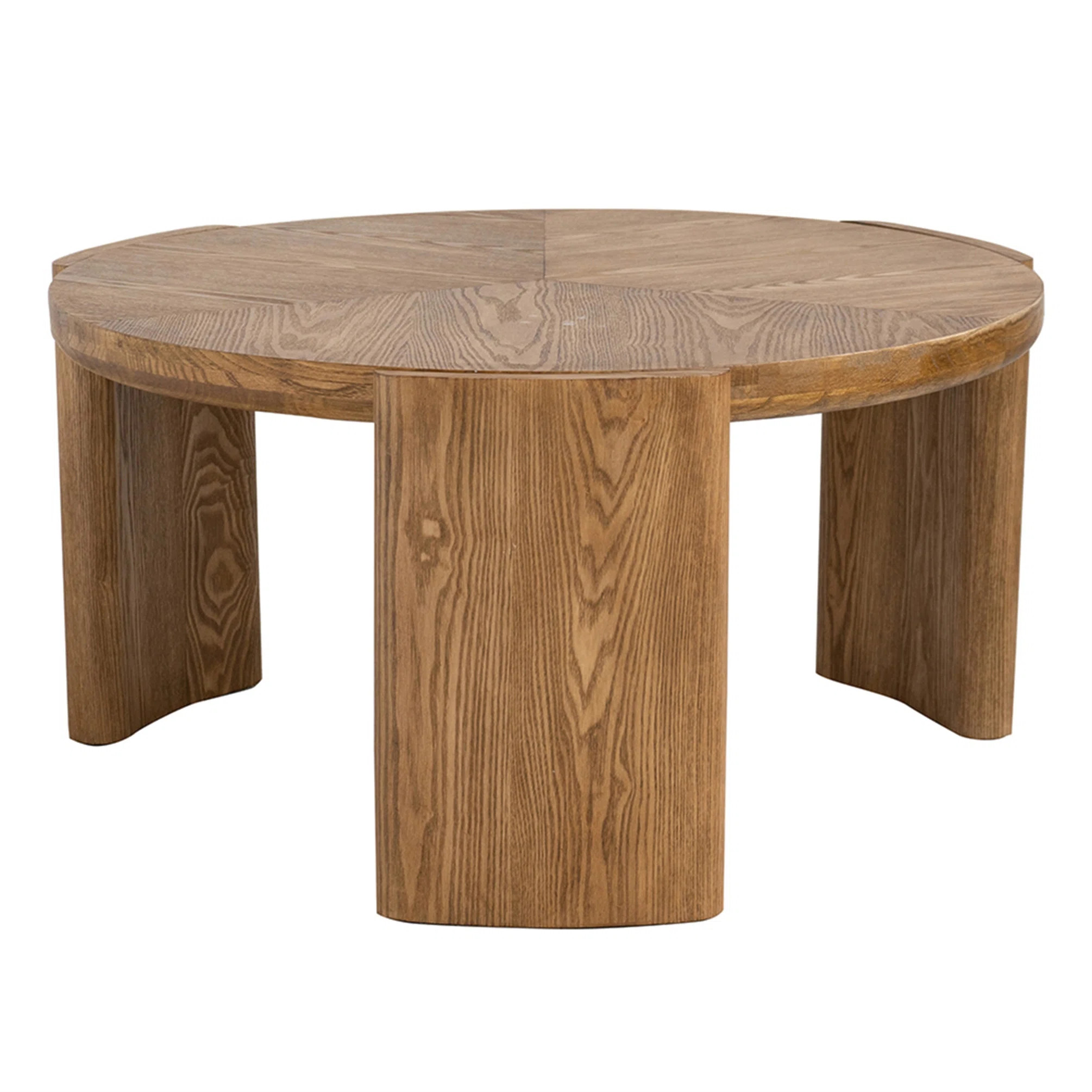 D32x16.5" CRound Coffee Table with Curved Legs and Brown Ash Veneer Finish | Wayfair North America