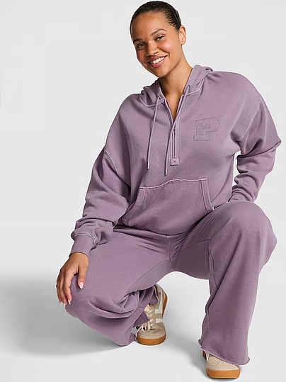 Ivy Fleece Campus Half-Zip Hoodie, Purple, Xxl - Women's Hoodies & Sweatshirts - PINK | Victoria's Secret (US / CA )