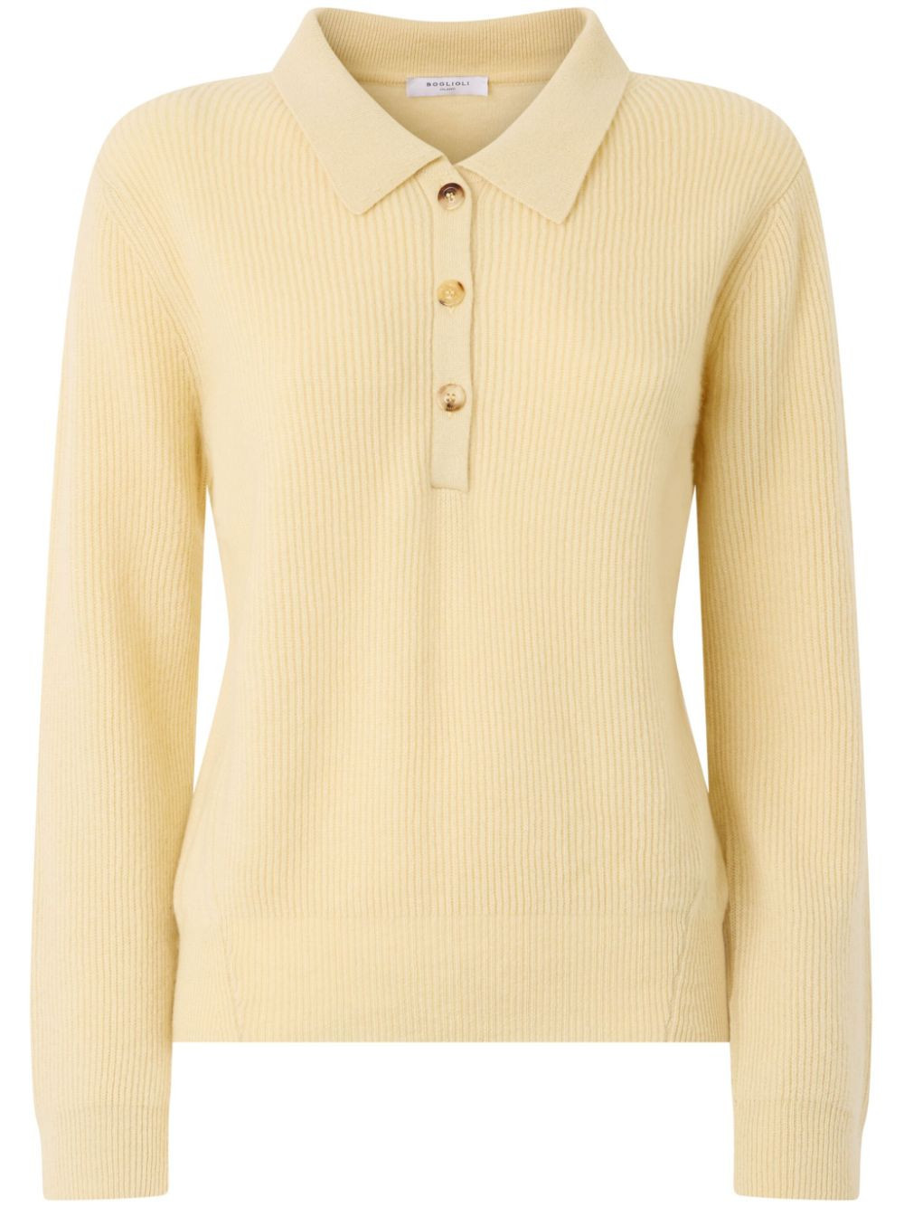Boglioli ribbed cashmere polo - Yellow | Farfetch Global