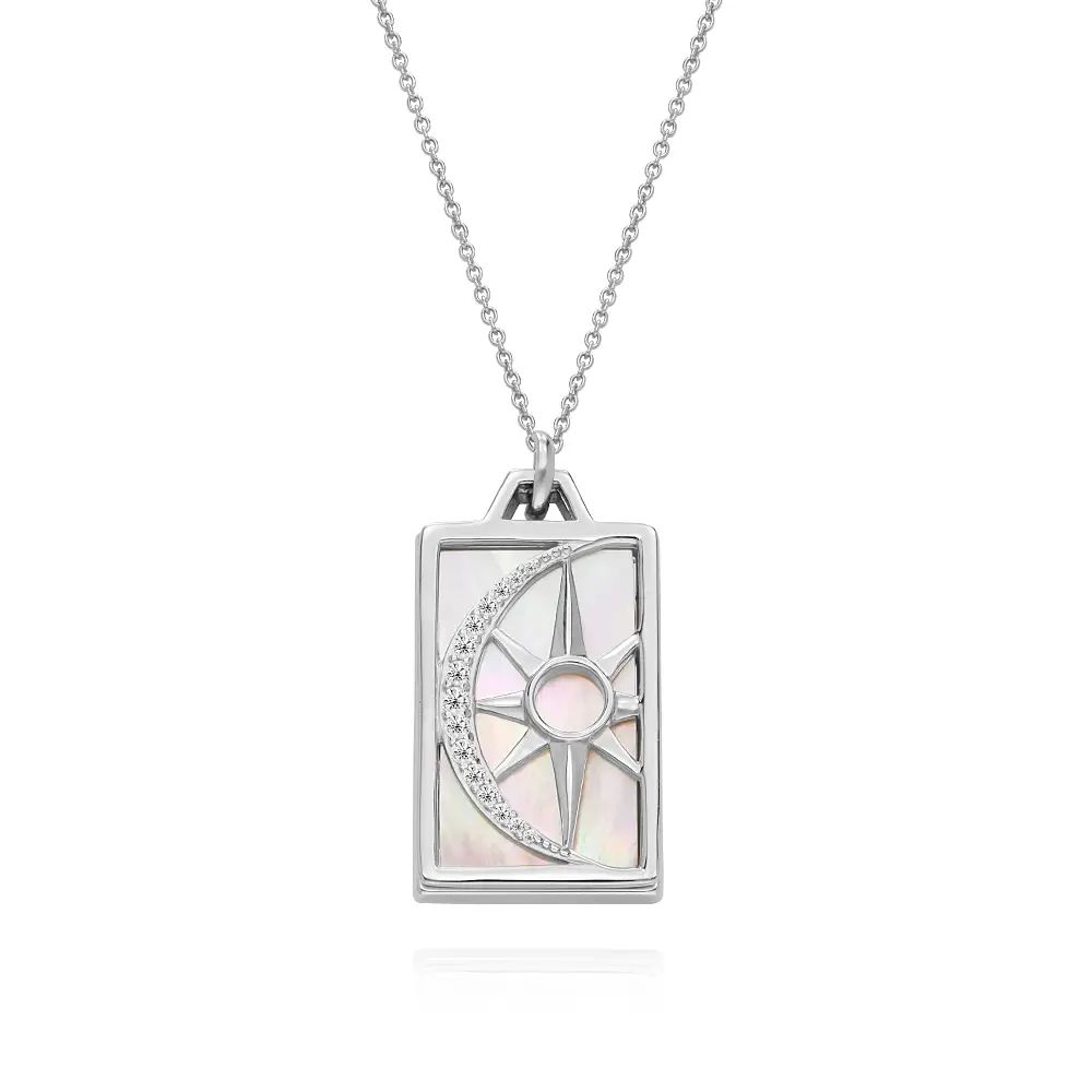 Celestial Sun & Moon Personalized Necklace in Sterling Silver | MYKA