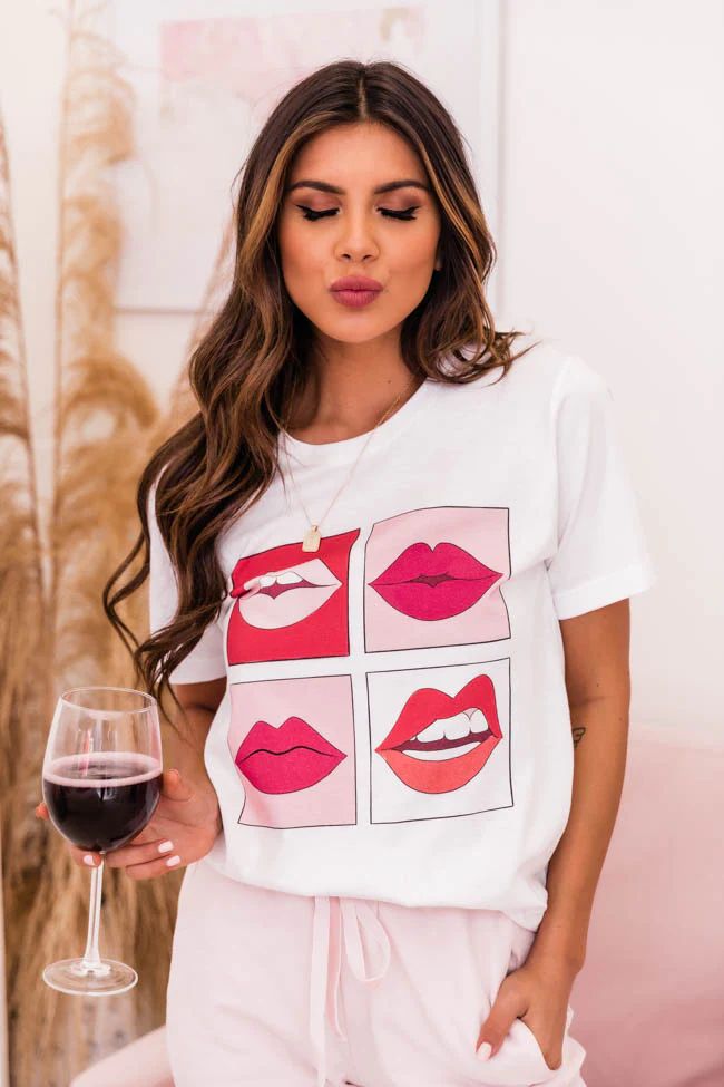 Pop Lips White Graphic Tee | Pink Lily