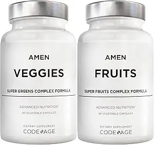 Amen Fruits + Veggies Vitamins Bundle, Raw Whole Food Multivitamin Capsules, Greens Vegetables, R... | Amazon (US)