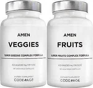 Amen Fruits + Veggies Vitamins Bundle, Raw Whole Food Multivitamin Capsules, Greens Vegetables, R... | Amazon (US)
